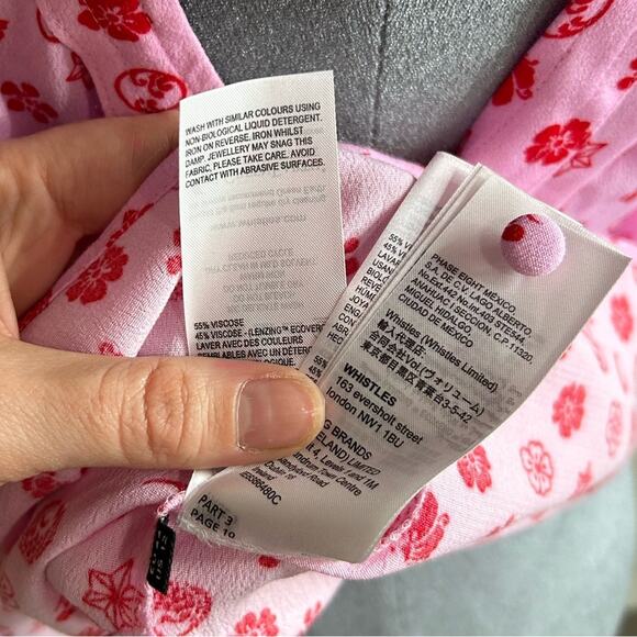 Pink Moon Floral Frill Sleeve Top-SZ 12 pink- ruffle- button up -valentine Linen - Picture 9 of 14